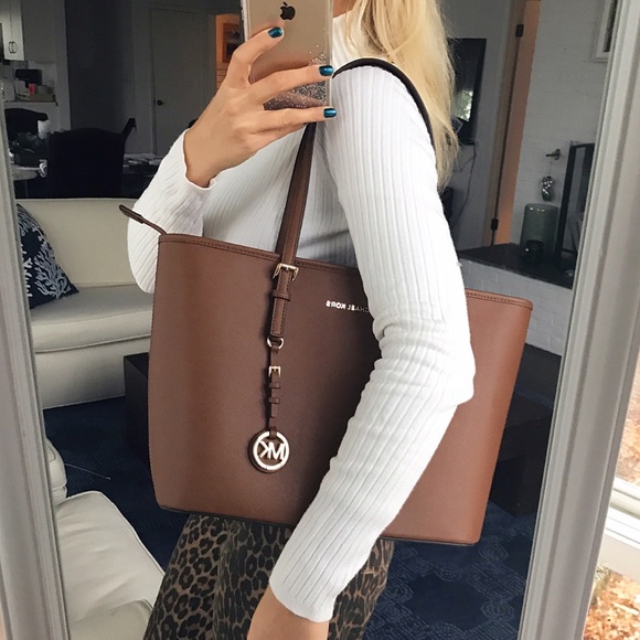 👜 MICHAEL KORS BROWN LEATHER LARGE BAG! - Picture 7 of 8